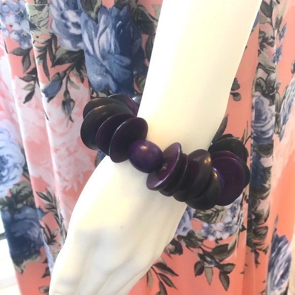 Bracelet Chunky Tagua Nuts PURPLE - Picture 7 of 9